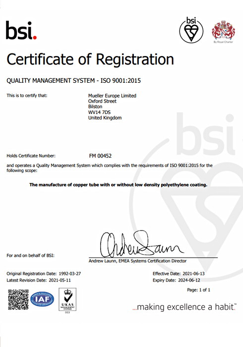 Our ISO 14001:2015 certificate